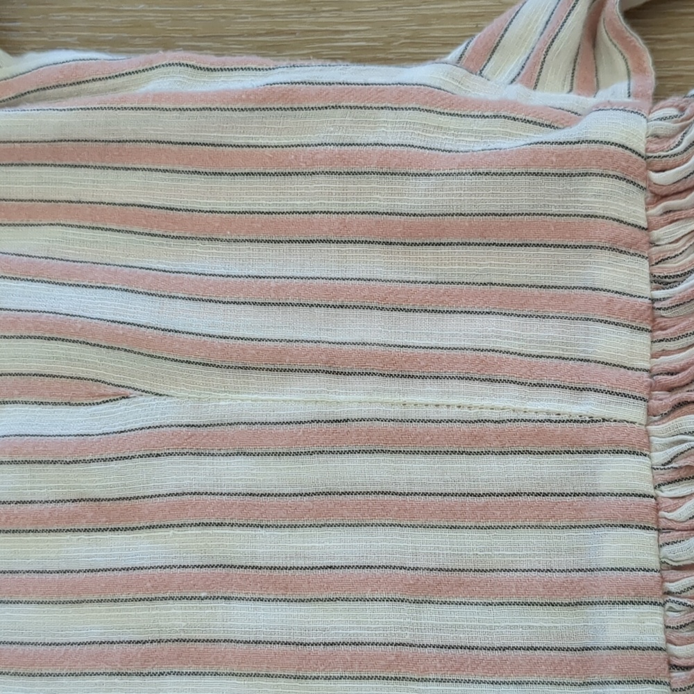 Morley Jelsa Girls Pink Striped Cotton Linen Blend Tie Back Dress - Picture 4 of 9